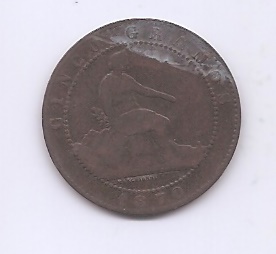 G. PROVISIONAL DEL AÑO 1870 5 CENTIMOS